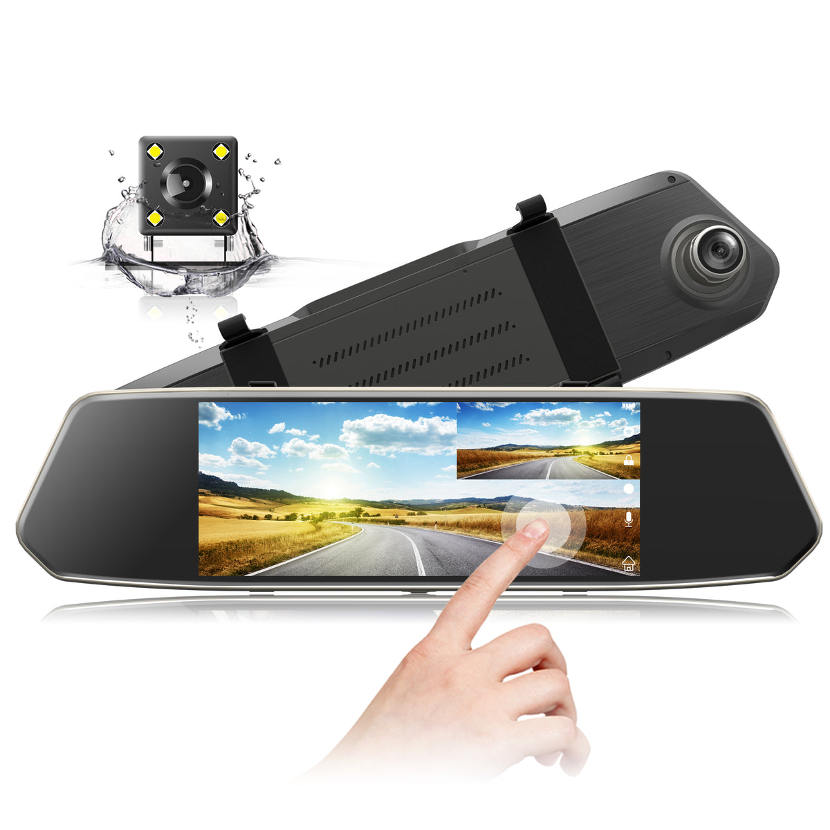 Toguard CE35 Dual lens Dash Cam Camera Touch Screen Front for Cars Backup  Camera（UK ONLY)