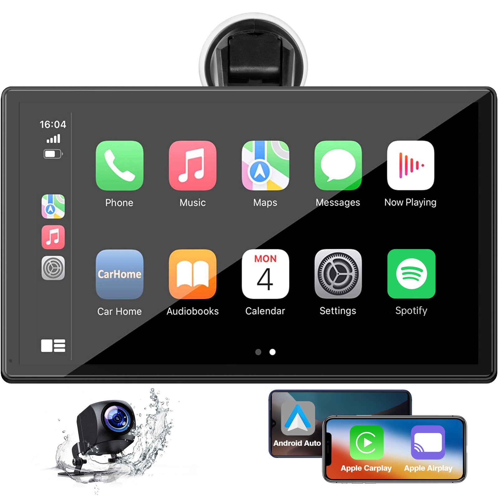  ELEFOCUS CarPlay 9 inch Portable Car Stereo,Wireless Carplay &  Android Auto,Portable Touch Screen Car Play GPS Navigation,Car Audio  Receivers with 1080P Backup Camera,Bluetooth, Mirror Link,FM, Siri :  Electronics