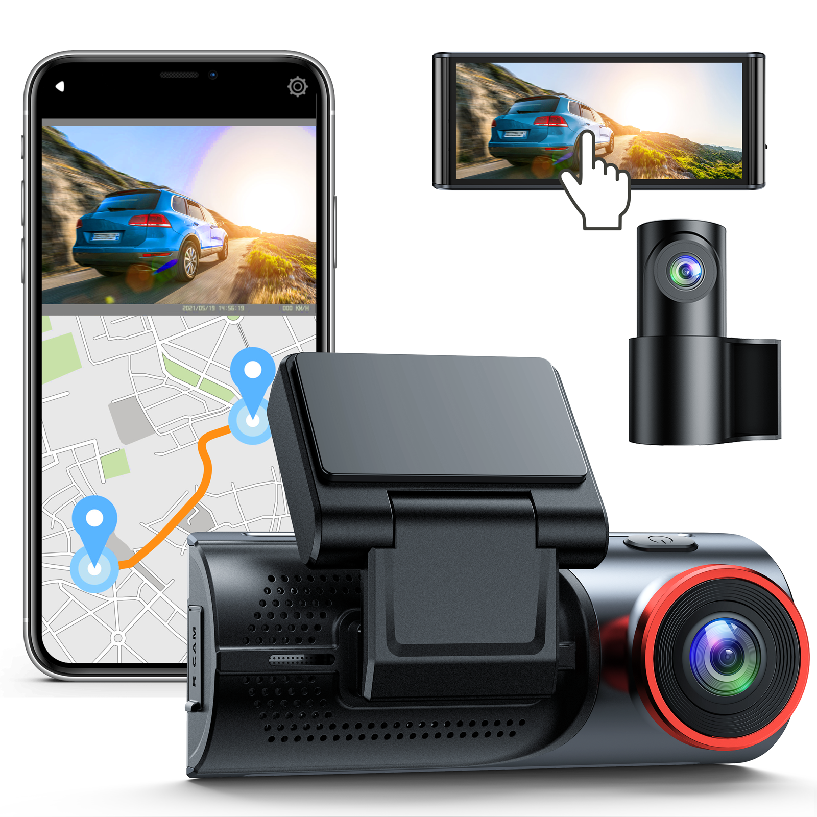 4k Wifi Gps Dash Cam Front And Rear,dual Lens Wireless Dash Camera