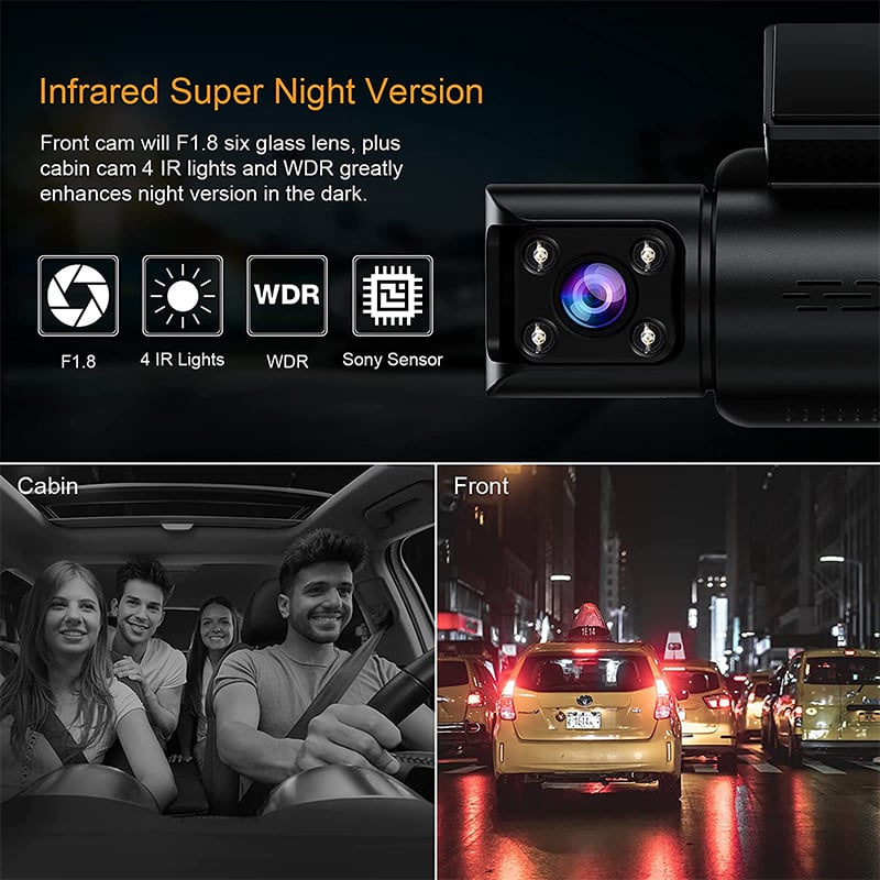 Caméra de voiture Dash Cam WiFi GPS voiture DVR Range Tour - 3 caméras 2K +  1080P + 1080P, Double objectif, Vision nocturne, 3 objectifs 3 x 170°